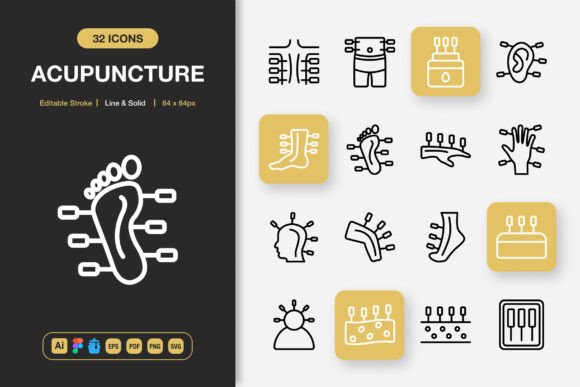Acupuncture Icons: Elevate Your Visual Communication with Minimalist Design