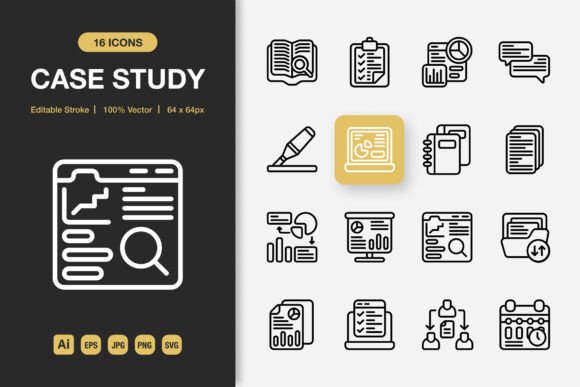 Case Study Outline Icons: A Minimalist Toolkit for Any Project