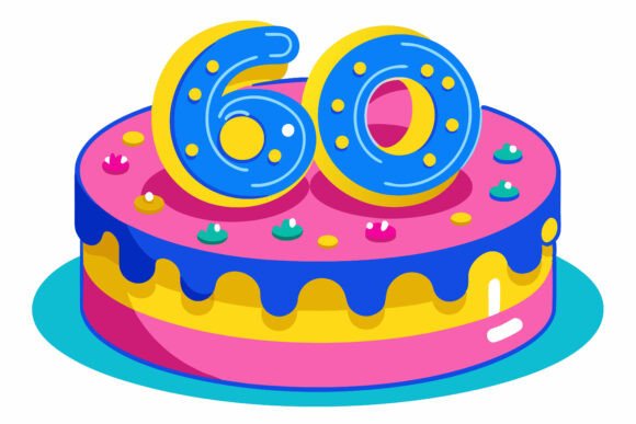 Celebrate with Style: The Ultimate 60 Birthday Cake Illustration Set