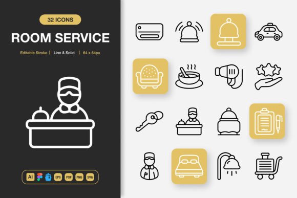 Elevate Your Creative Projects with Room Service Icons
