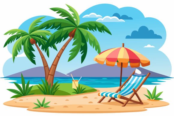 Paradise Beach Abstract: Elevate Your Creative Projects with Stunning Illustration