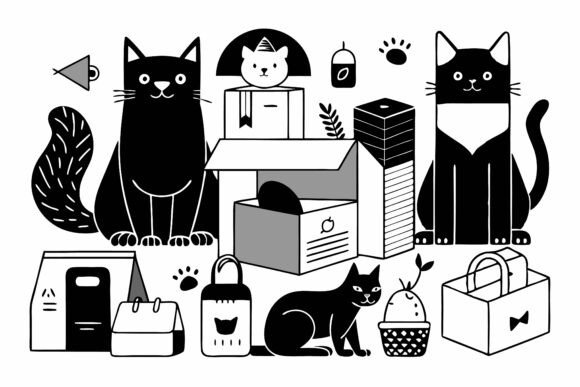 Silhouettes of Playful Cats: A Flexible Design Resource
