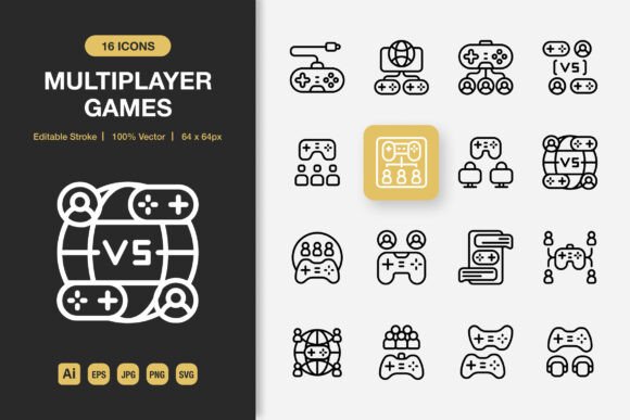 The Multiplayer Games Outline Icons Set: A Universal Toolkit for Digital Creators