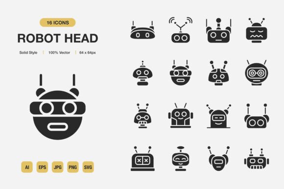 Transform Your Projects with Robot Head Solid Icons